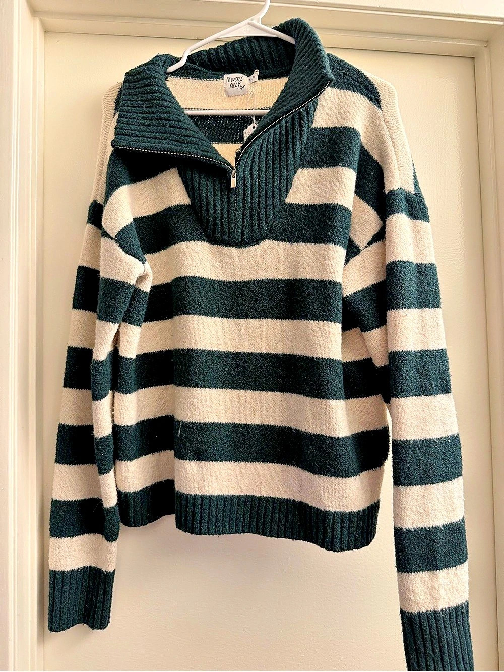 Princess Polly Green Stripes 2-in-1 Sweater Striped Sweater Green & Cream